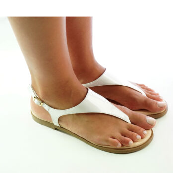 Infradito donna in pelle colore vernice bianco