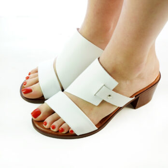 Sabot donna artigianali in vera pelle colore bianco