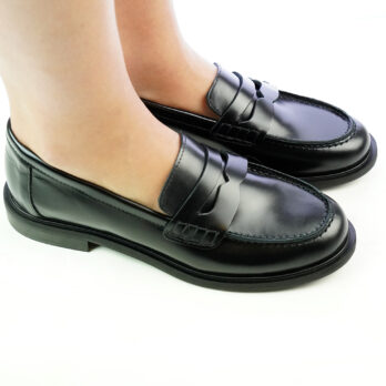 Mocassini donna in vera pelle abrasivato colore nero