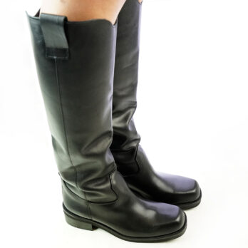 Stivali alti donna in vera pelle colore nero