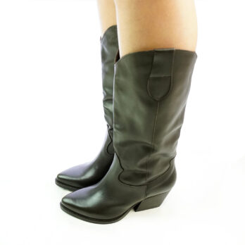 Stivali texani alti donna in vera pelle colore testa di moro