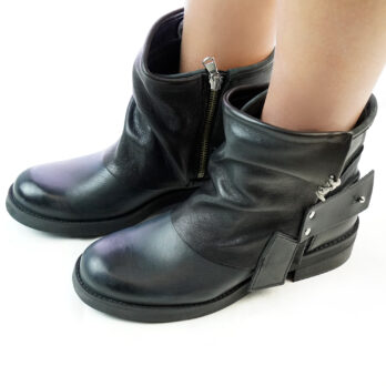 Stivaletti biker donna in nabuk colore nero