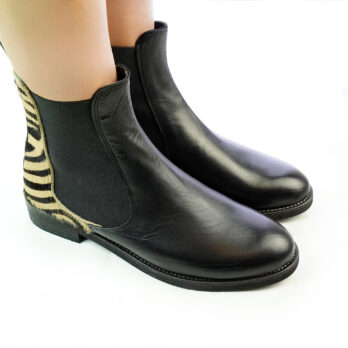 Beatles donna in vera pelle con inserto cavallino colore nero