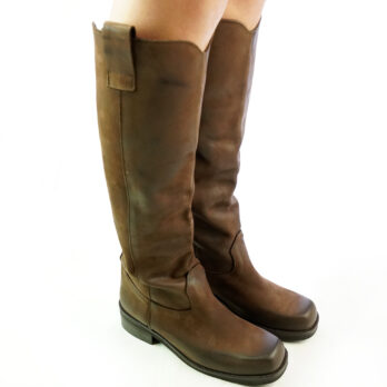 Stivali alti donna in nabuk colore testa di moro