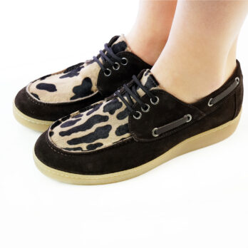 Sneakers donna boat artigianali in camoscio colore testa di moro