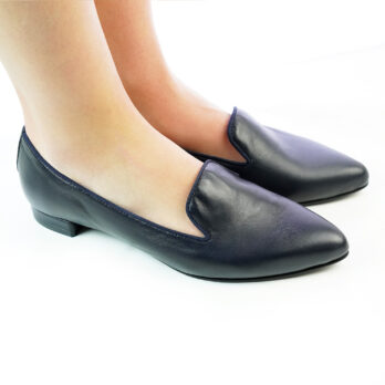 Ballerine donna artigianali vera pelle colore blu