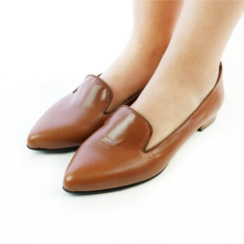 Ballerine donna artigianali vera pelle colore cuoio