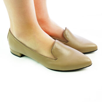 Ballerine donna artigianali vera pelle colore taupe