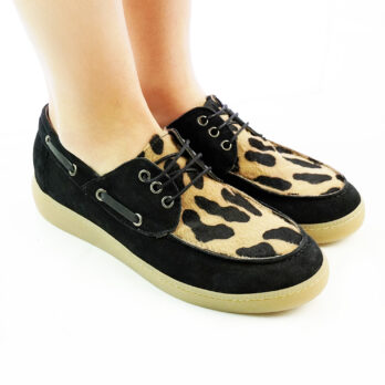 Sneakers donna boat artigianali in camoscio colore nero
