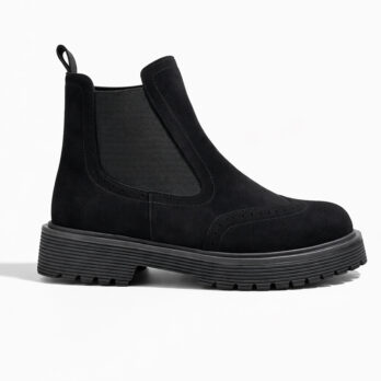 Stivaletti beatles donna lavorazione artigianale in camoscio colore nero