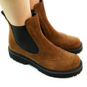 Beatles stivaletti bassi donna artigianali in camoscio colore bruciato