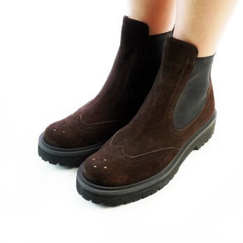 Beatles stivaletti bassi donna artigianali in camoscio colore testa di moro