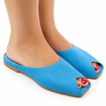 Sabot donna in camoscio colore azzurro