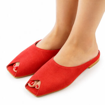 Sabot donna in camoscio colore rosso