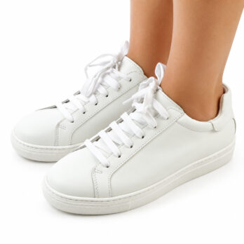 Sneakers donna artigianali vera pelle colore bianco