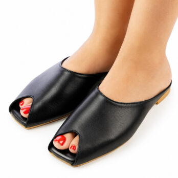 Sabot donna in vera pelle nappa colore nero