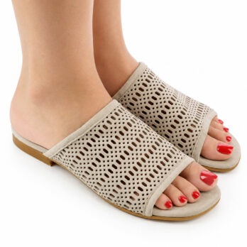 Ciabatte donna camoscio traforato colore taupe