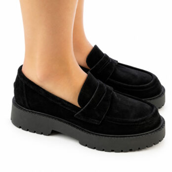 Mocassini donna in camoscio colore nero