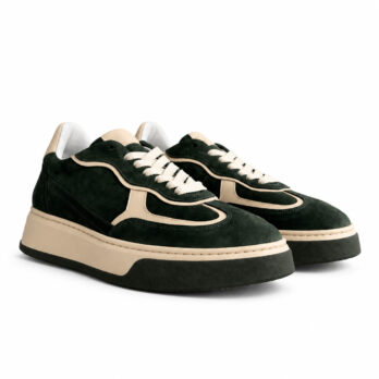 Sneakers donna artigianali in camoscio colore verde
